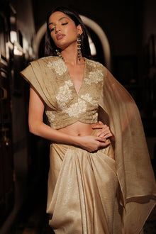 Golden Serenade Drape Saree Set