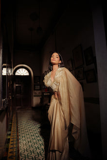 Golden Serenade Drape Saree Set